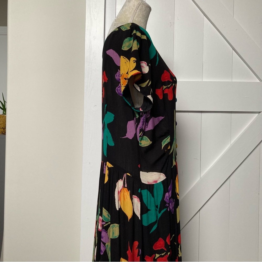 Vintage 90s Carole Little bright floral Artsy maxi dress size 16 - Picture 3 of 15